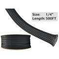 Electriduct ED PET Expandable Braided Sleeving- 1/4" x 500ft- Black BS-XO-025-BK-500